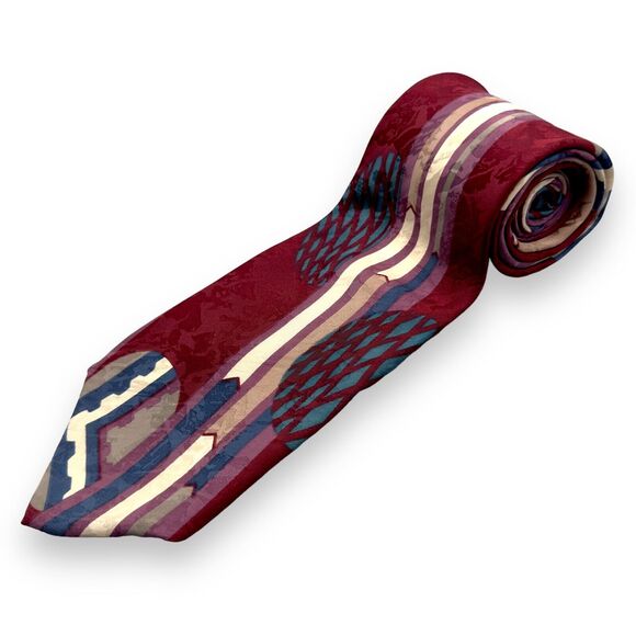 Vintage Cervino Mens Silk Dress Tie Made in Italy Abstract Pattern 60 3.75 - Picture 1 of 10